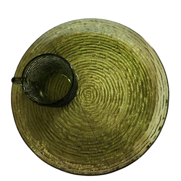 60's Anchor hocking Soreno, pattern avocado snack plate with cup - Picture 2 of 4